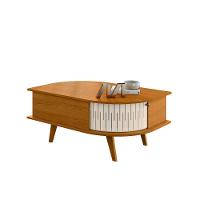 Mesa De Centro Para Sala Com 2 Portas Narvelli M20 - D'rossi Cinamomo E Off White - 2