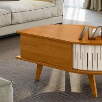 Mesa De Centro Para Sala Com 2 Portas Narvelli M20 - D'rossi Cinamomo E Off White - 5