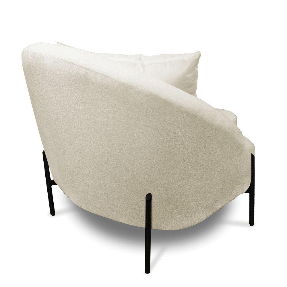 Poltrona Decorativa Orgânica Pé De Metal Preto Kit 2 Zaya Bouclê C05 - D'rossi Bege - 7