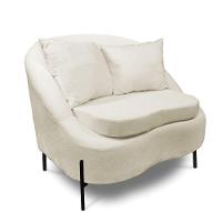 Poltrona Decorativa Orgânica Pé De Metal Preto Kit 2 Zaya Bouclê C05 - D'rossi Bege - 5