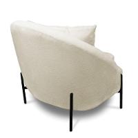 Poltrona Decorativa Orgânica Pé De Metal Preto Kit 2 Zaya Bouclê C05 - D'rossi Bege - 7