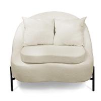 Poltrona Decorativa Orgânica Pé De Metal Preto Kit 2 Zaya Bouclê C05 - D'rossi Bege - 8