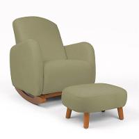 Poltrona Amamentação Balanço Madeira E Puff Jhessy Bouclê R04 - D'rossi Pistache - 2