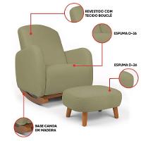 Poltrona Amamentação Balanço Madeira E Puff Jhessy Bouclê R04 - D'rossi Pistache - 3