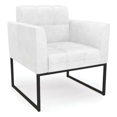 Poltrona Elisa Corano Base Metálica Preto D03 - D'rossi Couro Branco