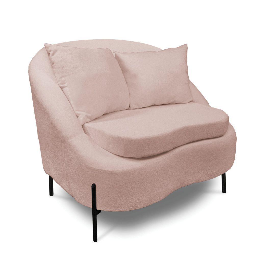 Poltrona Decorativa Orgânica Pé De Metal Preto Kit 2 Zaya Bouclê C05 - D'rossi Rose - 3