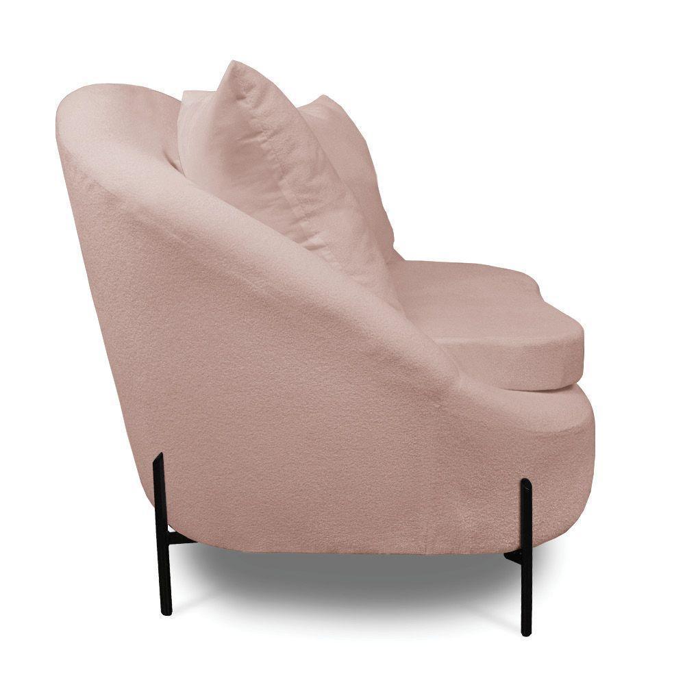 Poltrona Decorativa Orgânica Pé De Metal Preto Kit 2 Zaya Bouclê C05 - D'rossi Rose - 4