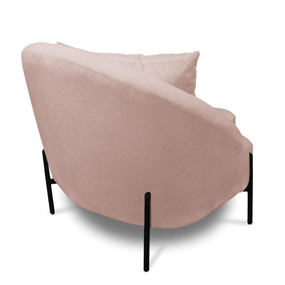 Poltrona Decorativa Orgânica Pé De Metal Preto Kit 2 Zaya Bouclê C05 - D'rossi Rose - 5