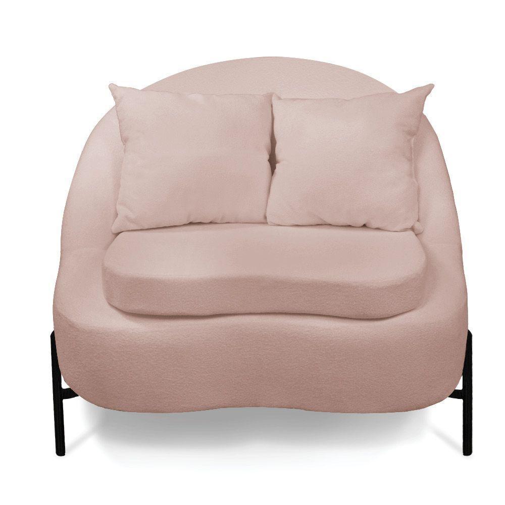 Poltrona Decorativa Orgânica Pé De Metal Preto Kit 2 Zaya Bouclê C05 - D'rossi Rose - 6