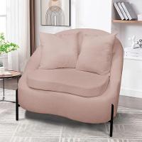 Poltrona Decorativa Orgânica Pé De Metal Preto Kit 2 Zaya Bouclê C05 - D'rossi Rose - 2