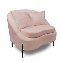 Poltrona Decorativa Orgânica Pé De Metal Preto Kit 2 Zaya Bouclê C05 - D'rossi Rose - 3