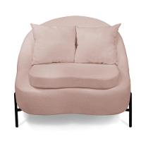 Poltrona Decorativa Orgânica Pé De Metal Preto Kit 2 Zaya Bouclê C05 - D'rossi Rose - 6