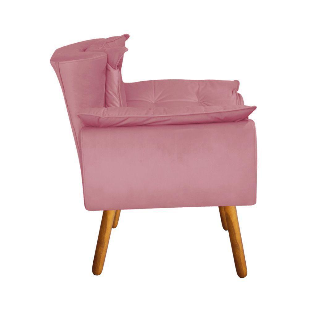 Poltrona Odisseia Suede Pés Palito Castanho D'rossi Rose - 5