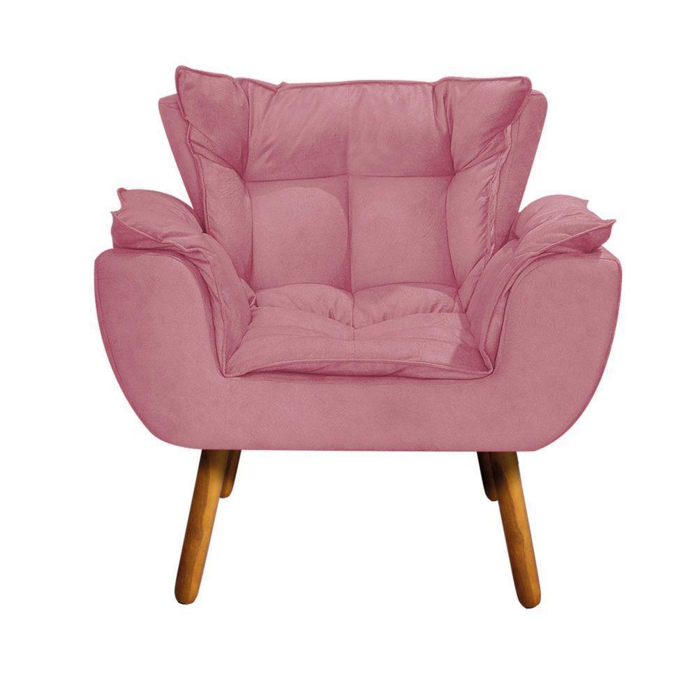 Poltrona Odisseia Suede Pés Palito Castanho D'rossi Rose - 8