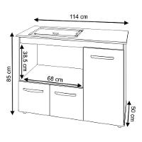 Balcão Para Cooktop 3 Portas Armário De Cozinha Ana - Ssx Multicoisas Cor Savana/off White Tampo 4 Bocas - 4