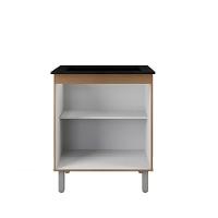 Balcão Para Cooktop 2 Portas Armário De Cozinha Jade - Ssx Multicoisas Cor Savana/preto Tampo 4 Bocas - 3