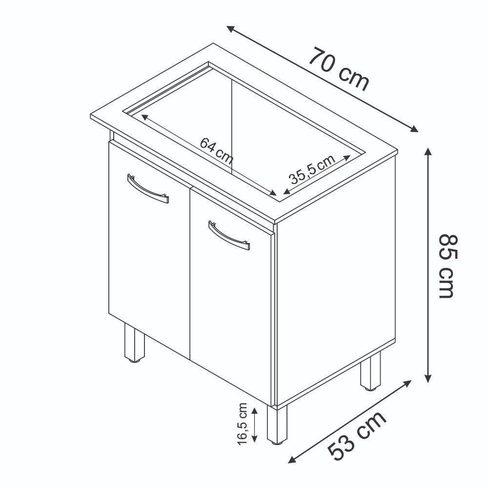 Balcão Para Cooktop 2 Portas Armário De Cozinha Jade - Ssx Multicoisas Cor Branco Tampo 4 Bocas - 4