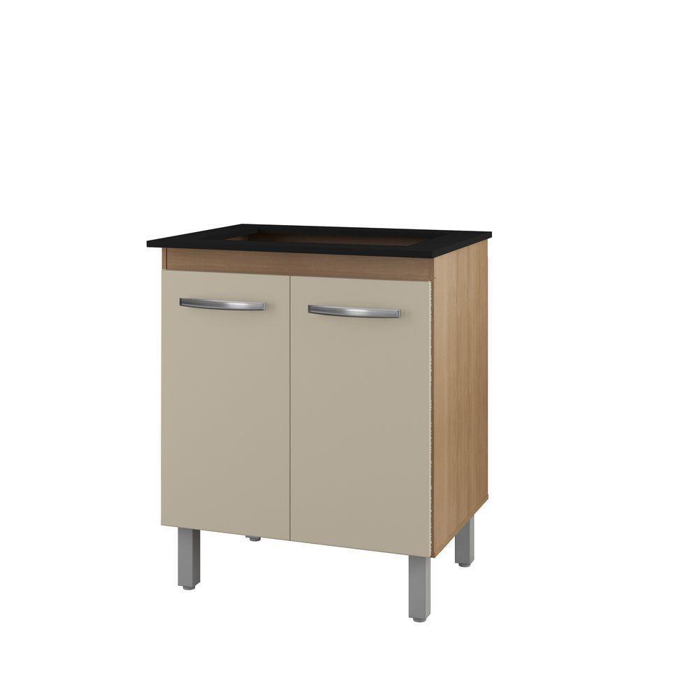 Balcão Para Cooktop 2 Portas Armário De Cozinha Jade - Ssx Multicoisas Cor Savana/off White Tampo 4 Bocas - 2