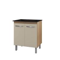 Balcão Para Cooktop 2 Portas Armário De Cozinha Jade - Ssx Multicoisas Cor Savana/off White Tampo 4 Bocas - 2