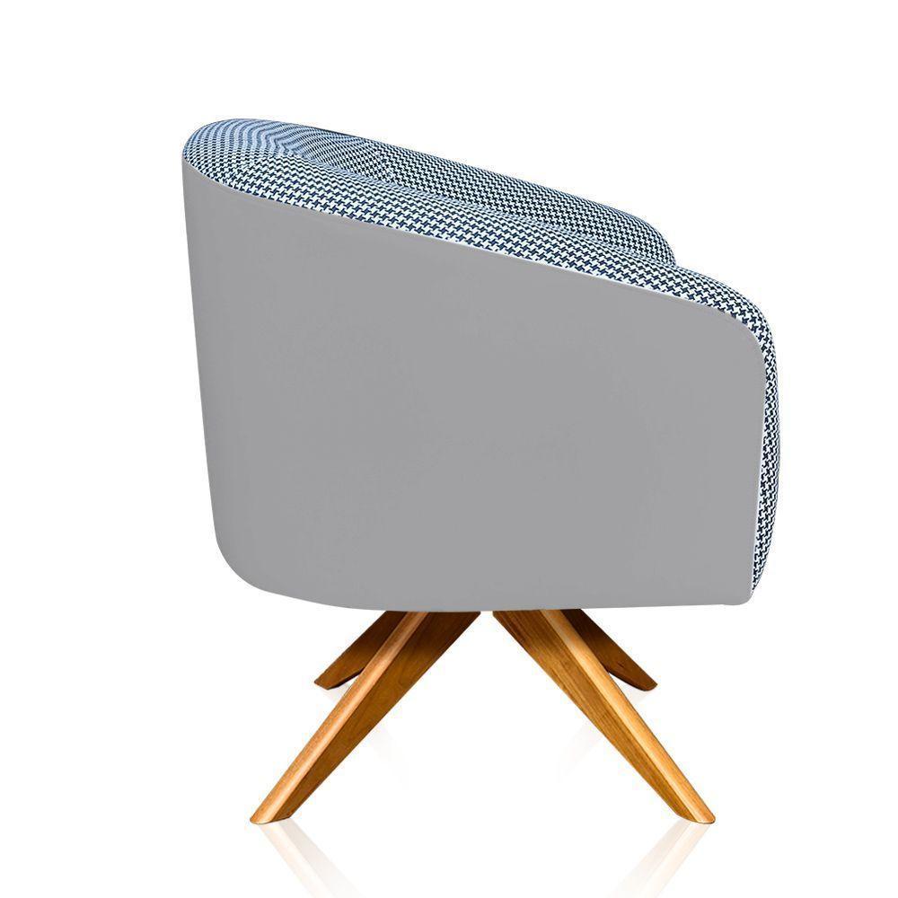 Kit 02 Poltronas Giratória Stella Linho A72 Com Corino Base Madeira Ma30 D'rossi Cinza - 7