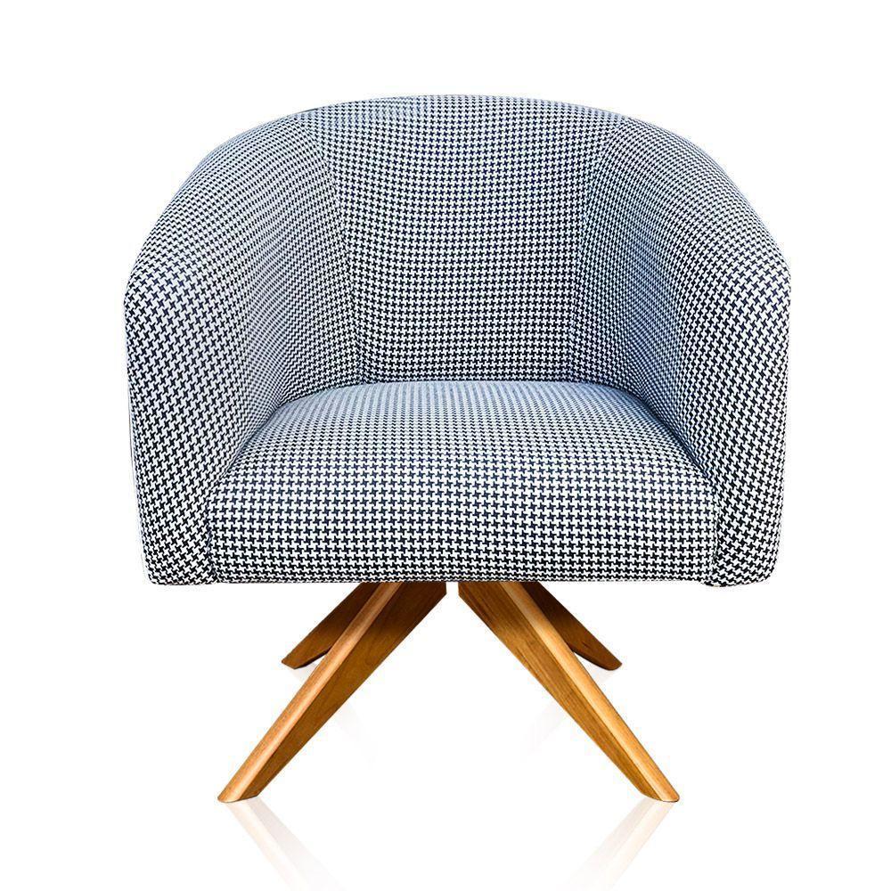 Kit 02 Poltronas Giratória Stella Linho A72 Com Corino Base Madeira Ma30 D'rossi Cinza - 8