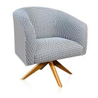 Kit 02 Poltronas Giratória Stella Linho A72 Com Corino Base Madeira Ma30 D'rossi Cinza