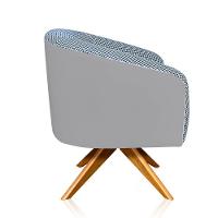 Kit 02 Poltronas Giratória Stella Linho A72 Com Corino Base Madeira Ma30 D'rossi Cinza - 7