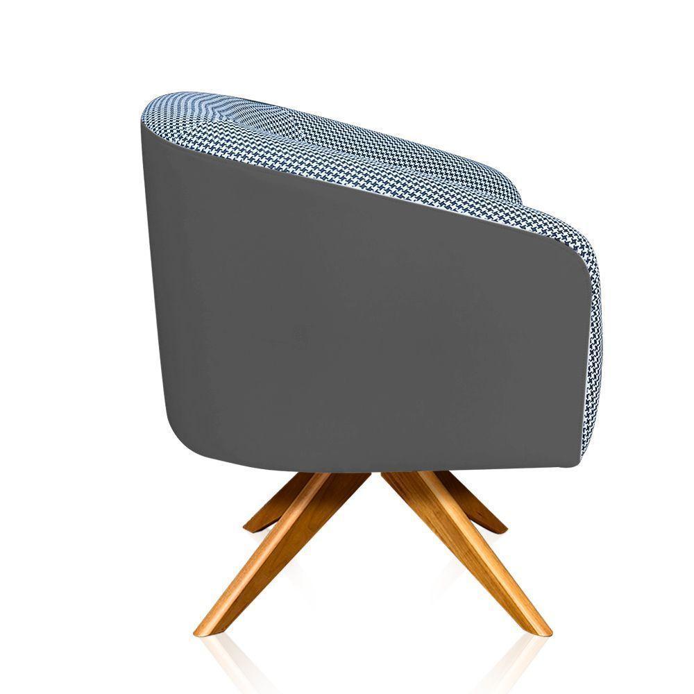 Kit 02 Poltronas Giratória Stella Linho A72 Com Corino Base Madeira Ma30 D'rossi Grafite - 3