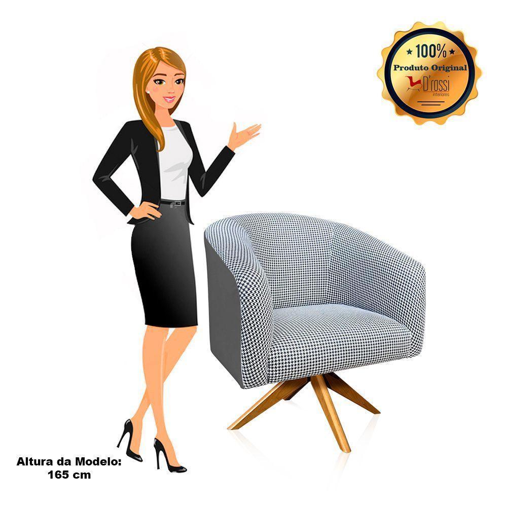 Kit 02 Poltronas Giratória Stella Linho A72 Com Corino Base Madeira Ma30 D'rossi Grafite - 4