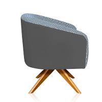 Kit 02 Poltronas Giratória Stella Linho A72 Com Corino Base Madeira Ma30 D'rossi Grafite - 3