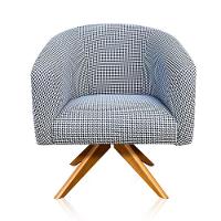 Kit 02 Poltronas Giratória Stella Linho A72 Com Corino Base Madeira Ma30 D'rossi Grafite - 5