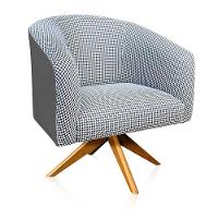 Kit 02 Poltronas Giratória Stella Linho A72 Com Corino Base Madeira Ma30 D'rossi Grafite - 8