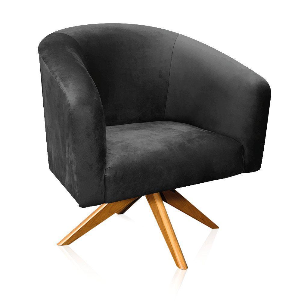 Poltrona Giratória Stella Suede Preto Base Giratória Ma30 - D'rossi - 1