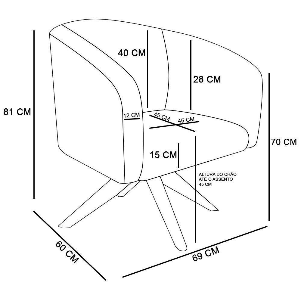 Poltrona Giratória Stella Suede Preto Base Giratória Ma30 - D'rossi - 3