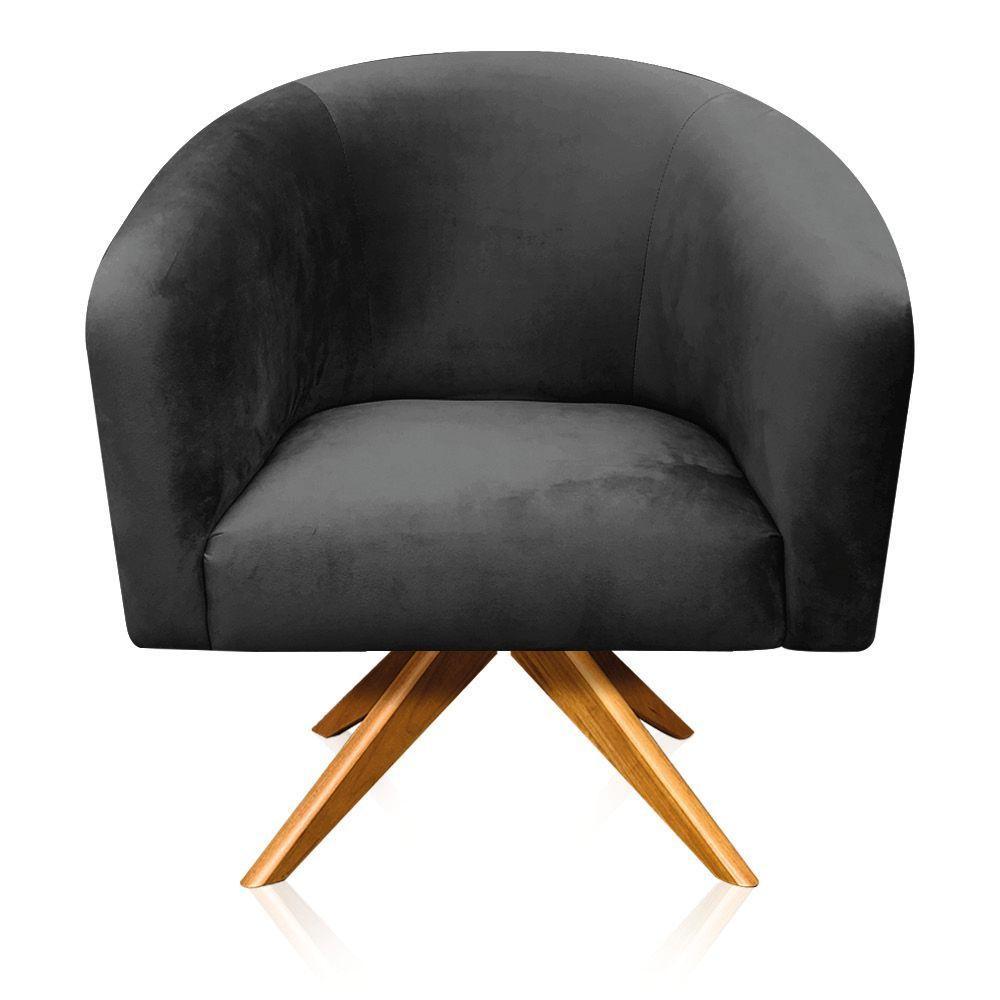 Poltrona Giratória Stella Suede Preto Base Giratória Ma30 - D'rossi - 5