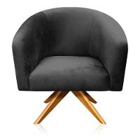 Poltrona Giratória Stella Suede Preto Base Giratória Ma30 - D'rossi - 5