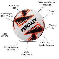 Bola De Futebol Campo Penalty Bravo Xxv + Bomba De Ar Penalty + Calibrador De Bolas Penalty Laranja + Azul + Cinza Genêro - 2