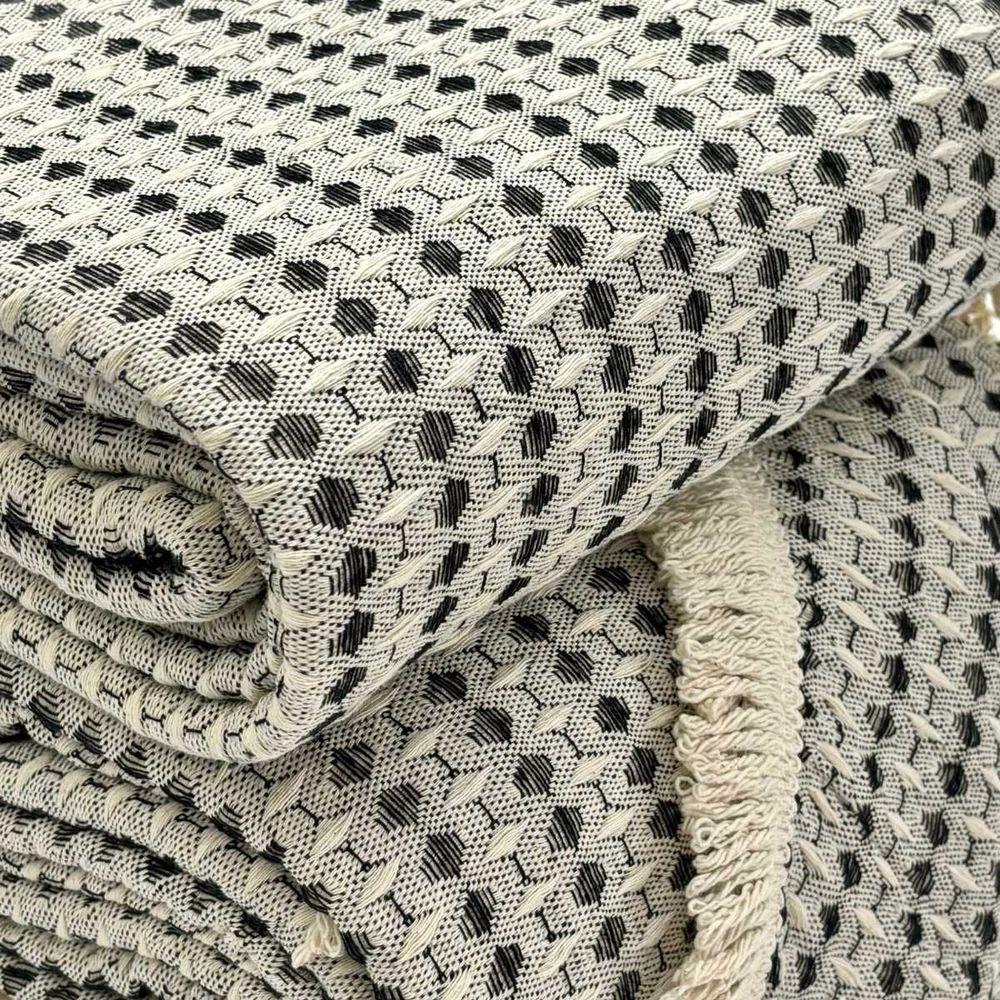 Manta Para Sofá Rubi King 260cm X 250cm Cru-preto Franja Cru - 3