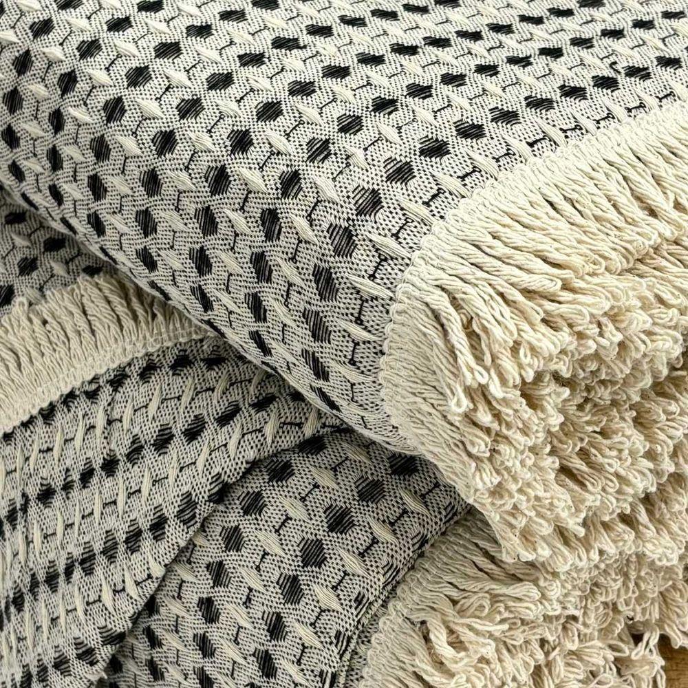 Manta Para Sofá Rubi King 260cm X 250cm Cru-preto Franja Cru - 4