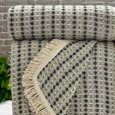 Manta Para Sofá Rubi King 260cm X 250cm Cru-preto Franja Cru