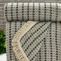 Manta Para Sofá Rubi King 260cm X 250cm Cru-preto Franja Cru - 1