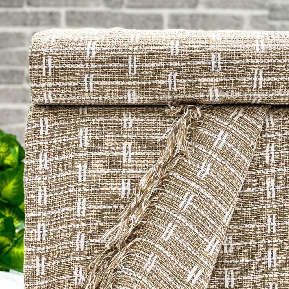 Manta Para Sofá Blocks 180cm X 240cm Mescla Caramelo-branco - 1