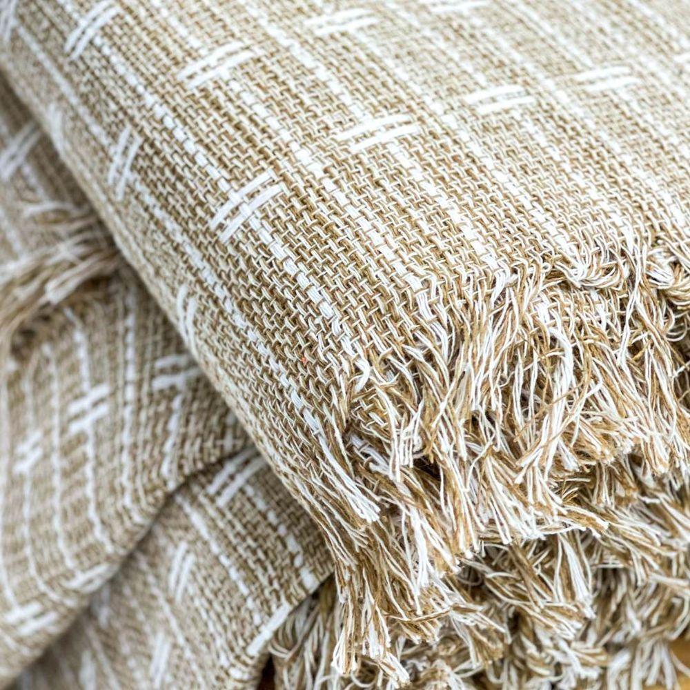 Manta Para Sofá Blocks 180cm X 240cm Mescla Caramelo-branco - 4