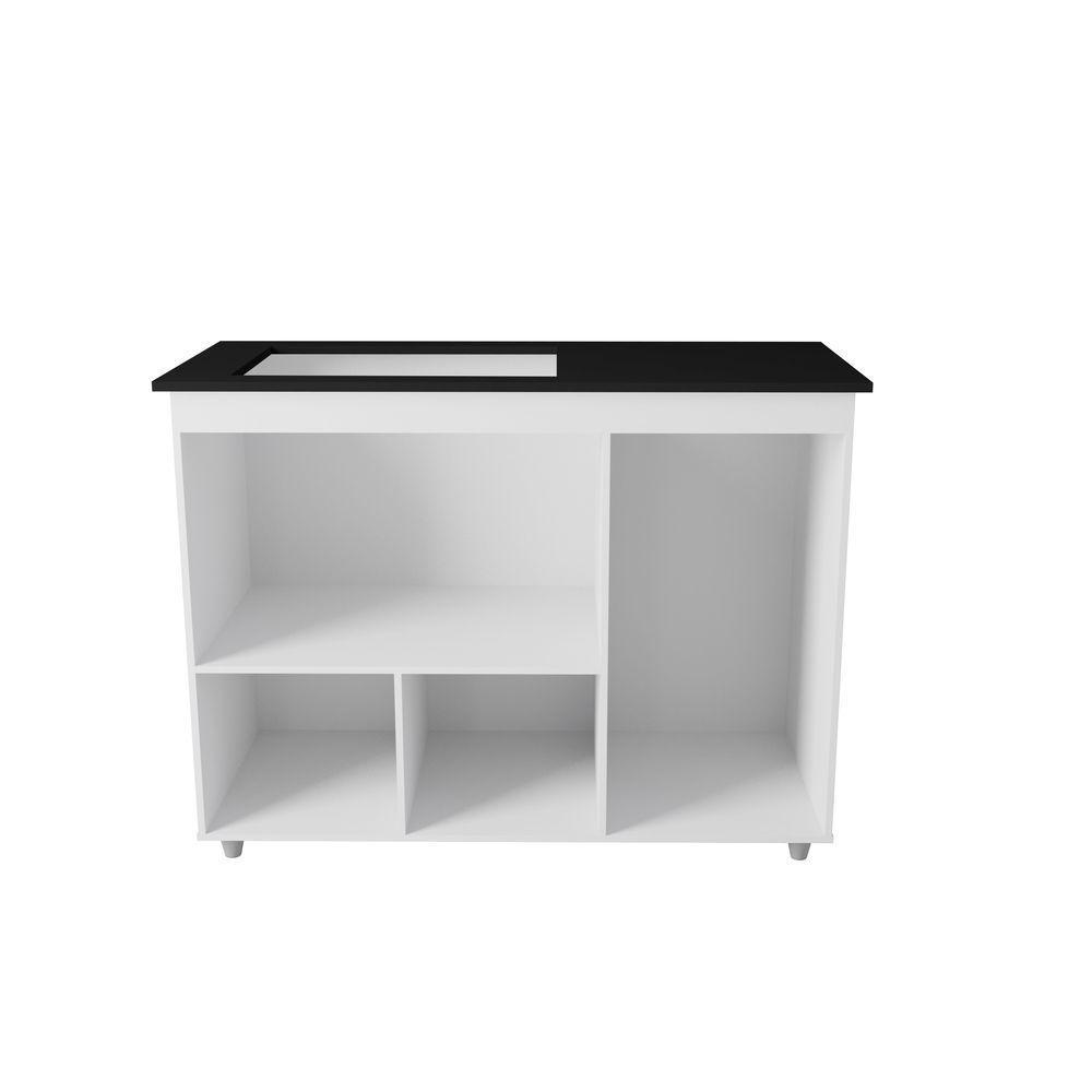 Balcão Para Cooktop 3 Portas Armário De Cozinha Ana - Ssx Multicoisas Cor Branco Tampo 5 Bocas - 2