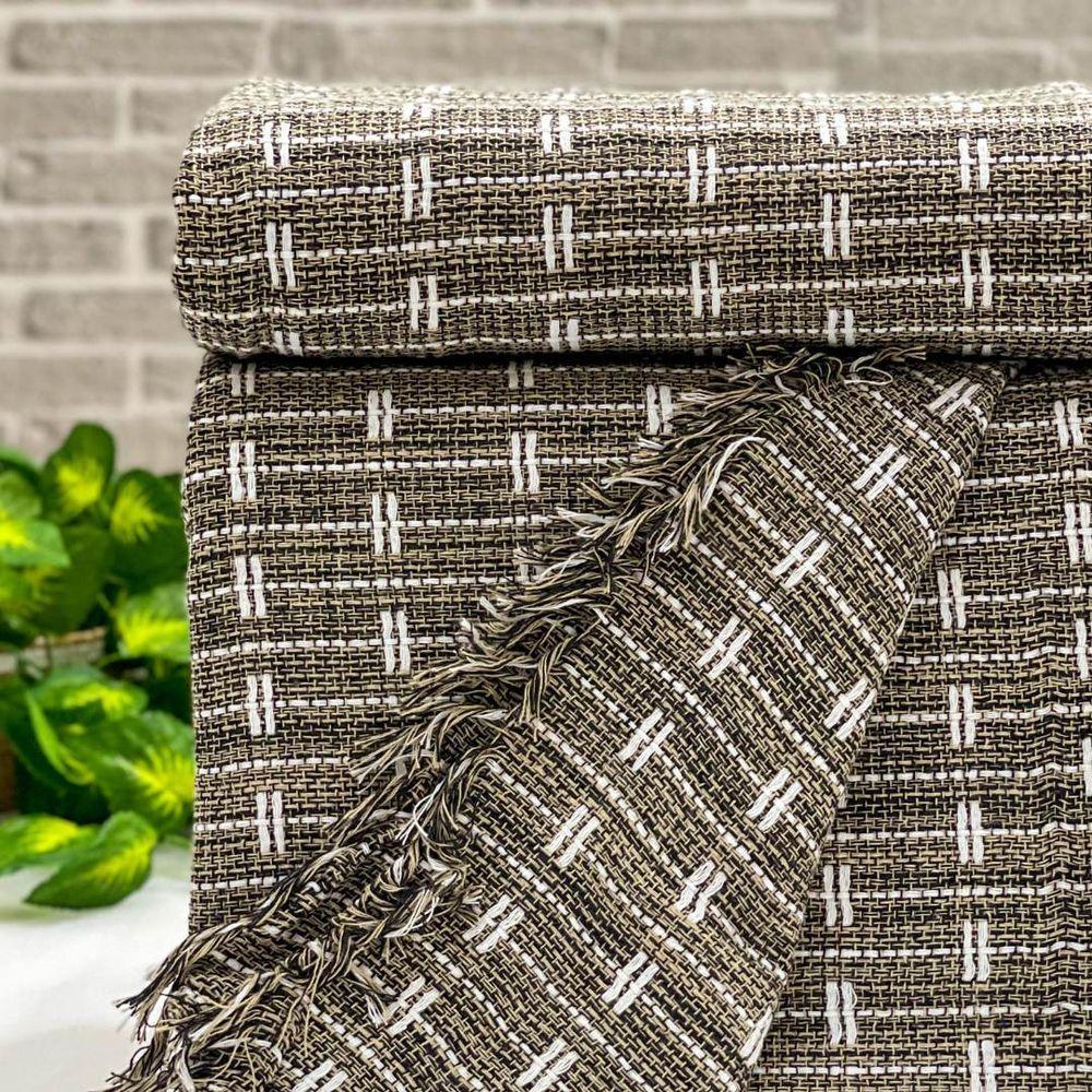 Manta Para Sofá Blocks 180cm X 240cm Bege Escuro-mescla - 1