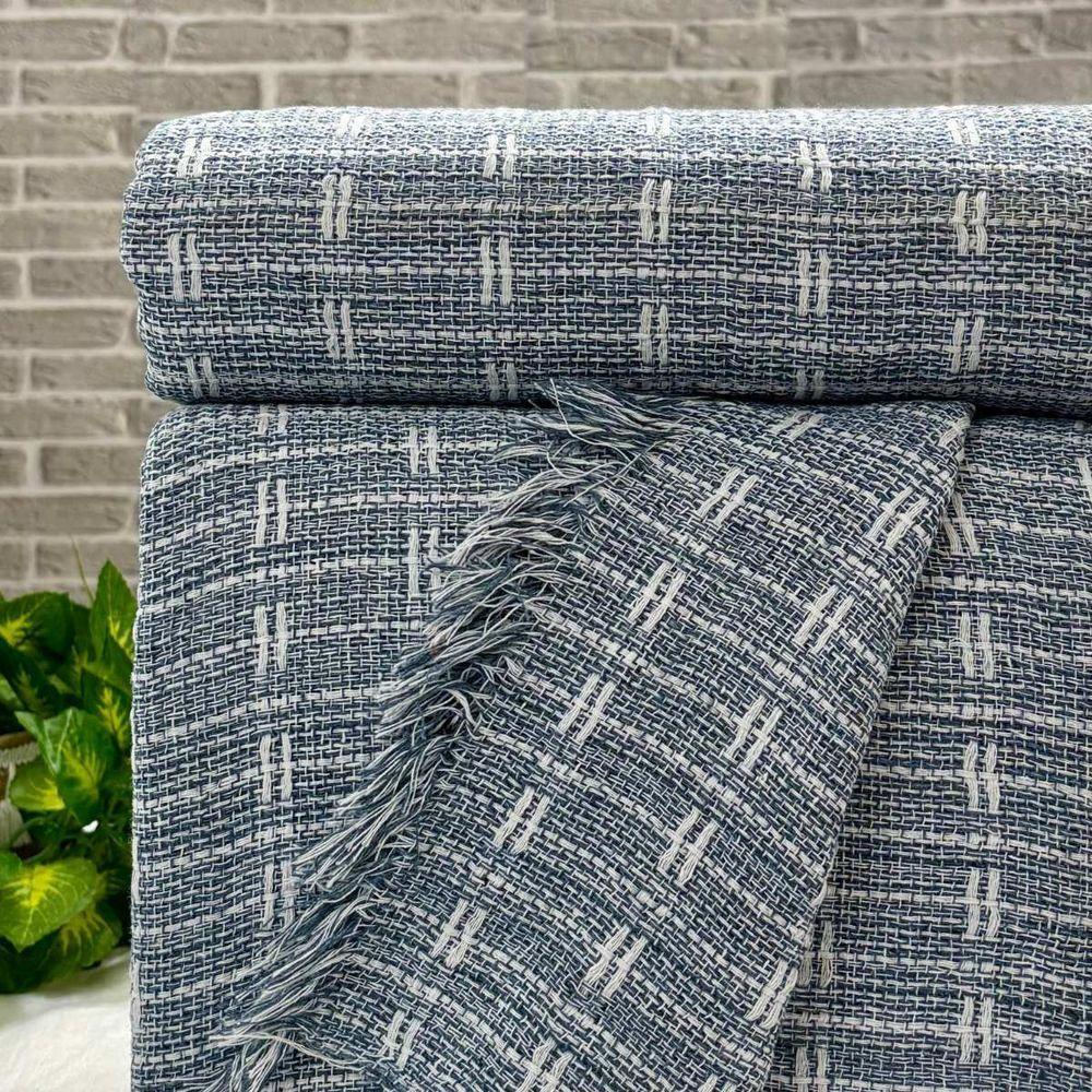 Manta Para Sofá Blocks 180cm X 240cm Azul Jeans - 1