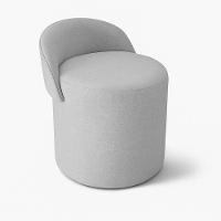 Puff Encosto Redondo Linho Confortável Sala Quarto Moderno Cinza - 1