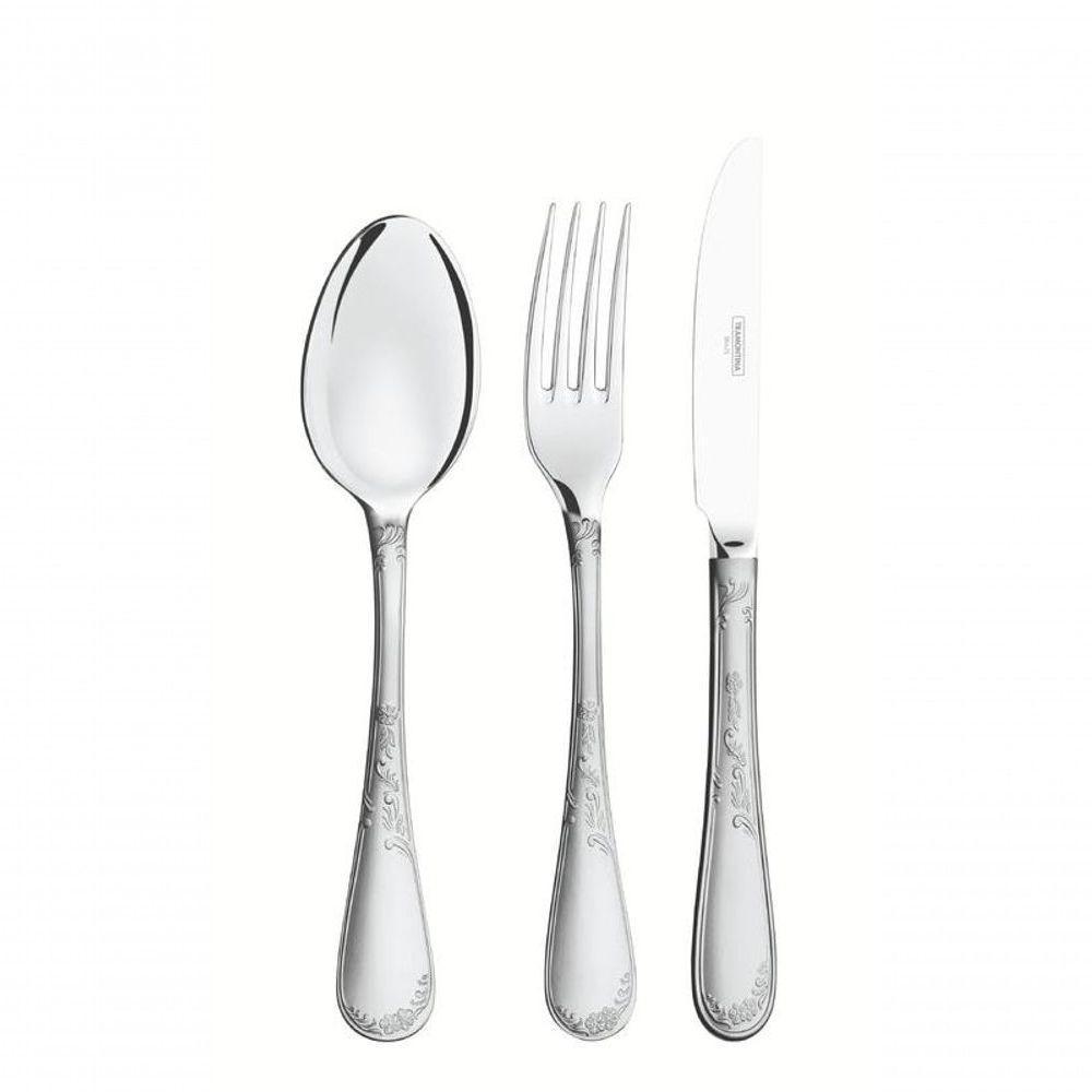 Faqueiro Tramontina Renascença Inox Com Facas De Mesa Detalhes E Estojo De Madeira 130 Peças - 1