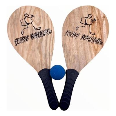 Raquete Frescobol De Madeira Com Bolinha Surf Radical