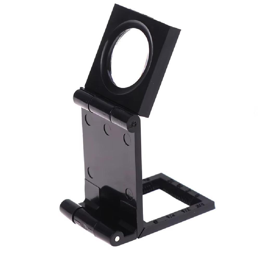 Lupa Conta Fios 10x Mini Mesa Bancada Suporte Dobravel Lente Optica 28mm Escala Profissional - 2